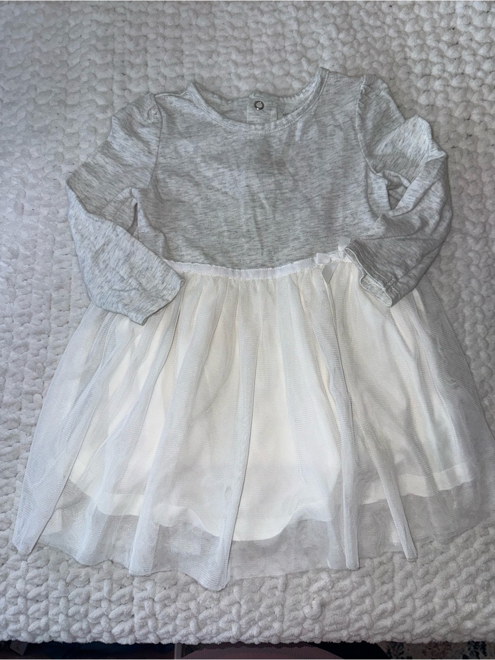 Carter's Gray Knit Top with White Tulle Skirt Dress